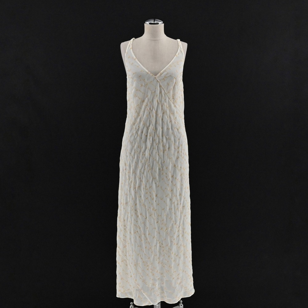 Vtg Victorias Secret Embroidered Slip Dress Size M Chemise Maxi Ethereal Floral